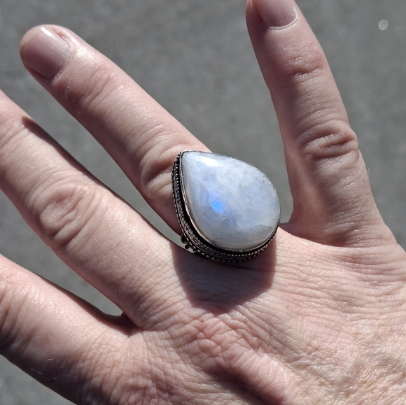 New Rainbow Moonstone 925 Silver Ring. - Picture 10 of 12